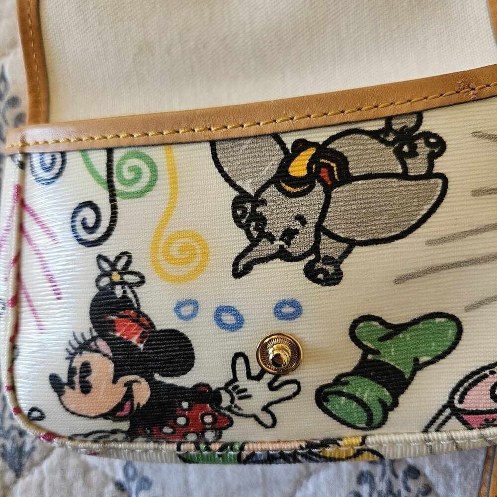 Dooney & Bourke Disney Sketch Wristlet Mickey Minnie Tinker Bell Rare Retired - Picture 15 of 16